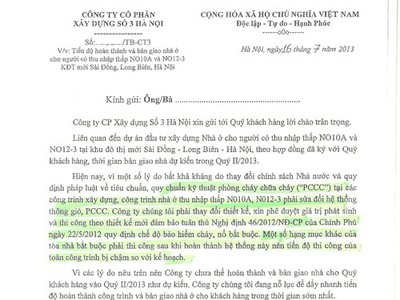 Khách hàng tố dự án nhà thu nhập thấp của HANCO3 chậm bàn giao nhà